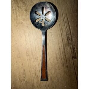 Stainless‎ Steel Slotted Spoon Utensil Made in Japan Floral Design Handle Accent